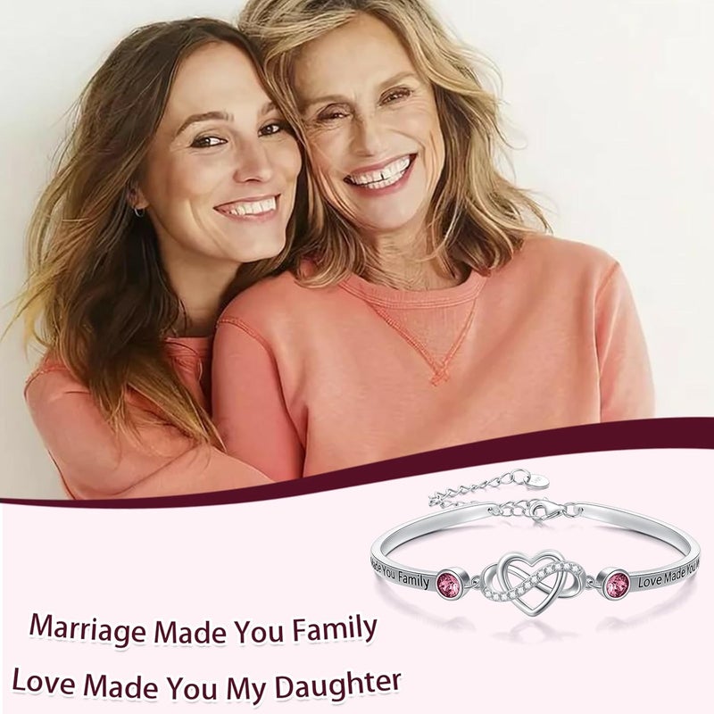 AOBOCO 925 Sterling Silver Adjustable Infinity Heart Bangle Bracelet for Sister Best Friend Daughter Mom Grandma Granddaughter Daughter in Law Godmother Goddaughter Stepmom Stepdaughter - Image 4